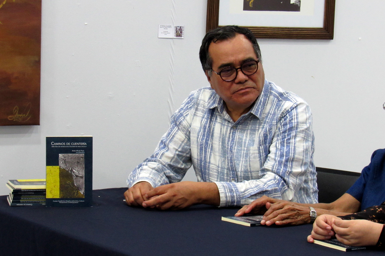 Amín Andrés Miceli Ruiz, coordinador de esta publicación de la producción editorial universitaria, explicó que Caminos de cuentería surge de la reflexión del Cuerpo Académico 