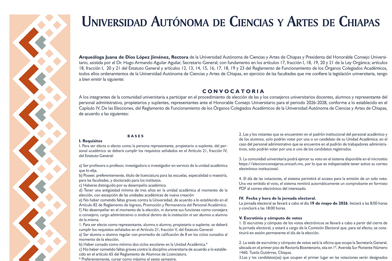 UNICACH realiza elección de consejeras y consejeros universitarios 2026-2028